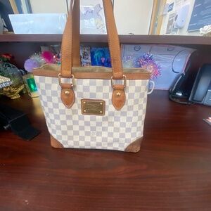 Louis Vuitton Beige and Brown Checkered Shoulder Bag